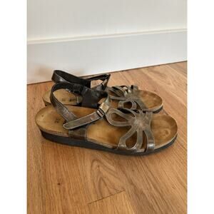 Naot Rachel Womens Semi Wedge Sandals Size 42 Antique Gold Metallic Leather